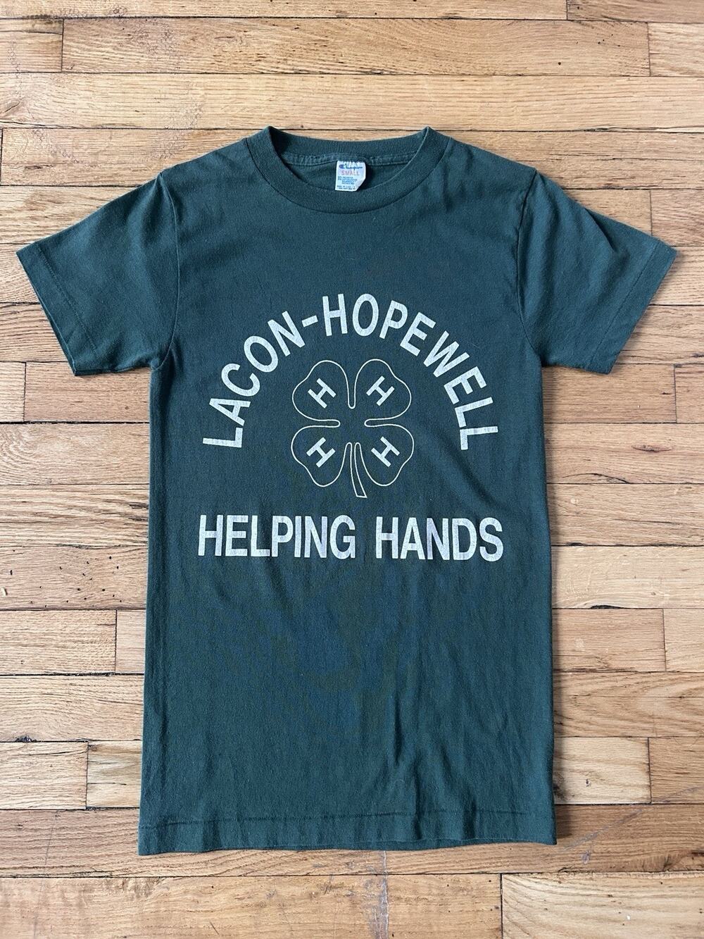 Vintage 80s Champion T Shirt Size Small Lacon Hopewell Helping Hands 4-H Camp